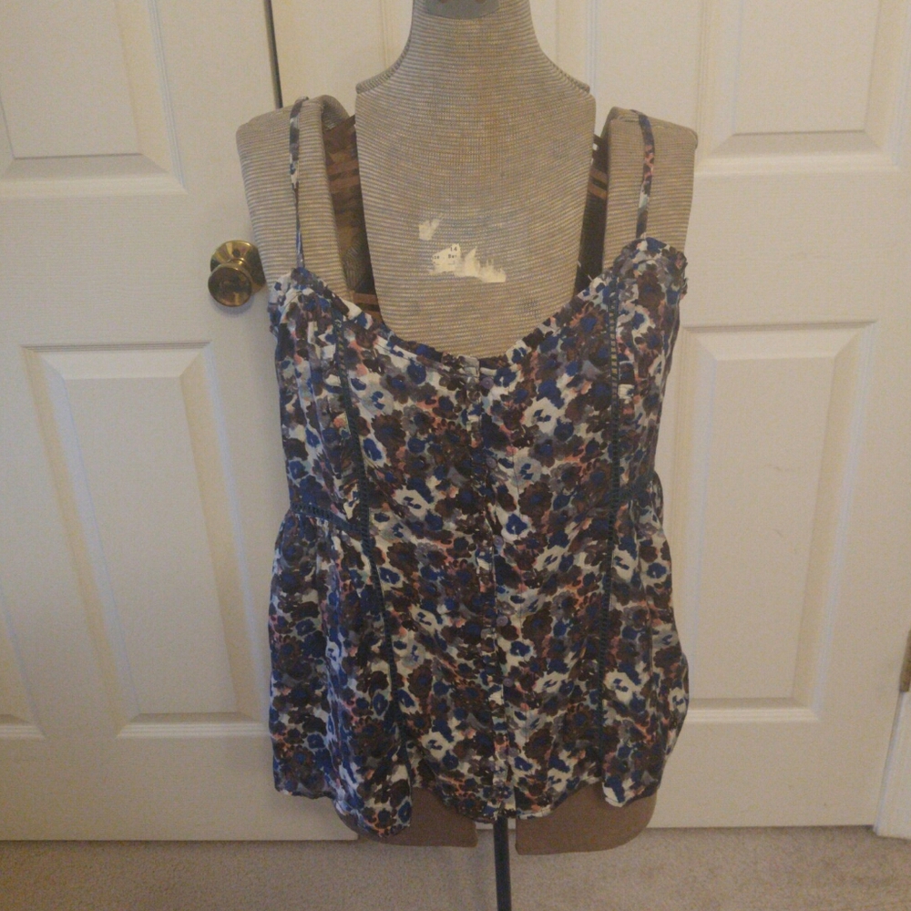 American Eagle Faux Button Up Floral Tank Top